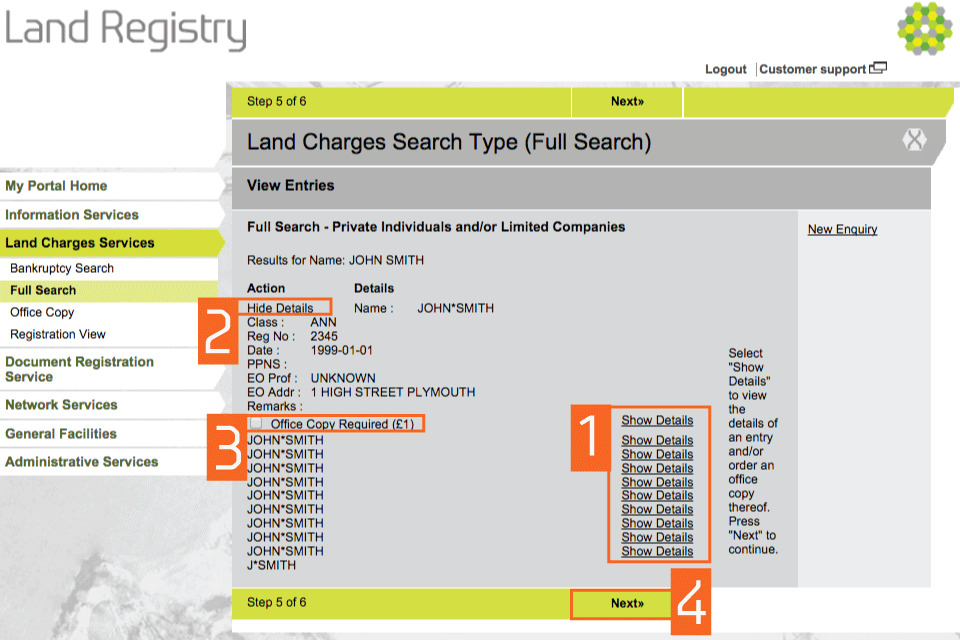 land charges full search last